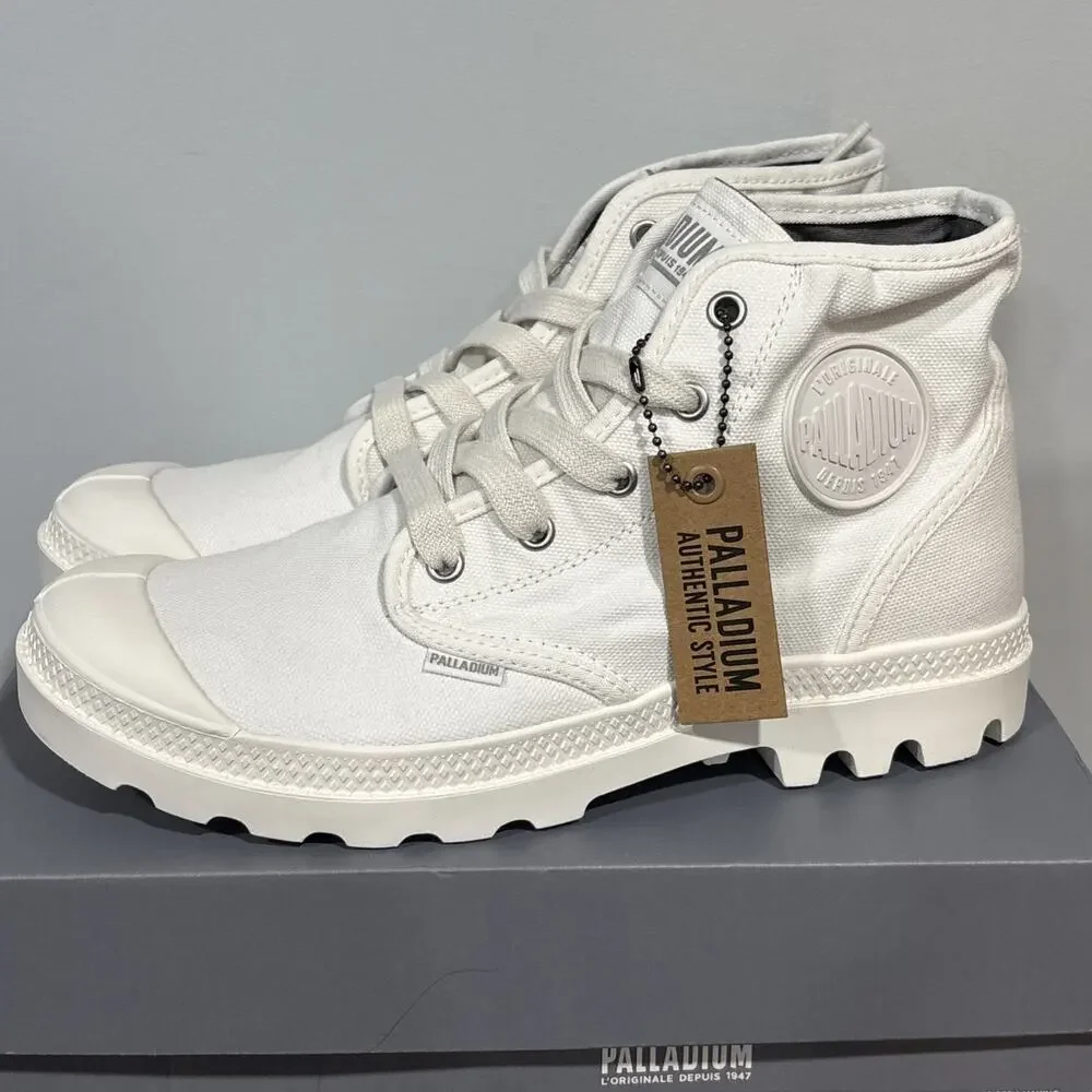PALLADIUM PAMPA HI ORIGINAL CANVAS BOOTS WHITE HIGH TOP SNEAKERS WOMENS 9.5 READ - Picture 2 of 12